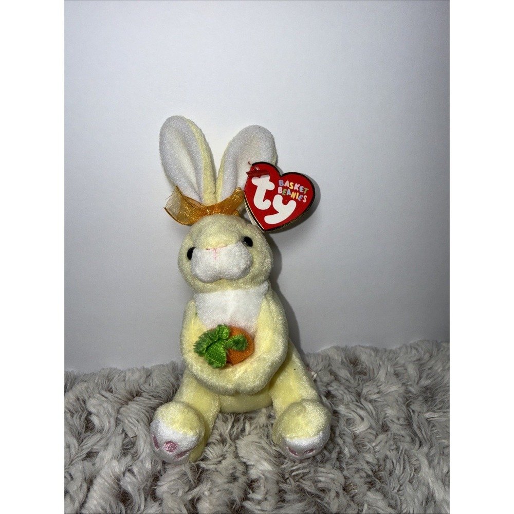 TY Basket Beanies Nibbles the Bunny 5" Stuffed Animal W/ Tag Mint
